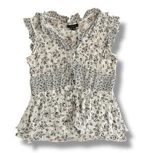 Vintage ECI New York‎ Floral Ruffle Blouse 10 Romantic Cottagecore Y2K Top